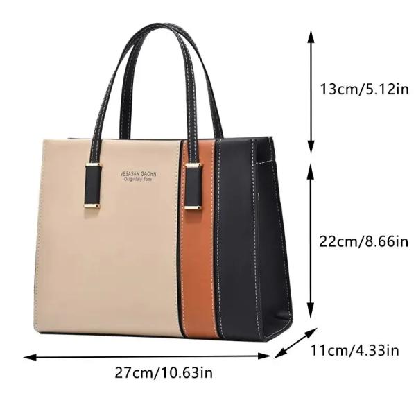 حقائب اليد المرقعة للنساء بحزام قابل للتعديل أعلى مقبض حقيبة سعة كبيرة Totes الموضة حقائب Crossbody هدية العمل