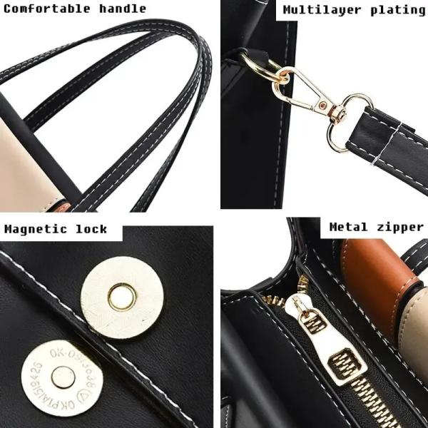 حقائب اليد المرقعة للنساء بحزام قابل للتعديل أعلى مقبض حقيبة سعة كبيرة Totes الموضة حقائب Crossbody هدية العمل