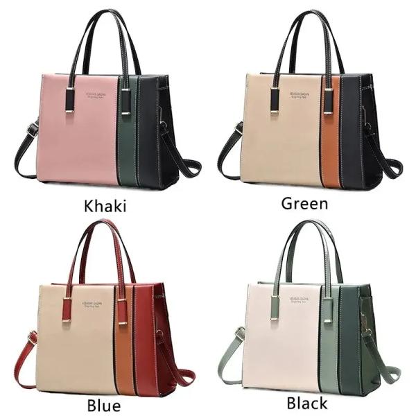 حقائب اليد المرقعة للنساء بحزام قابل للتعديل أعلى مقبض حقيبة سعة كبيرة Totes الموضة حقائب Crossbody هدية العمل